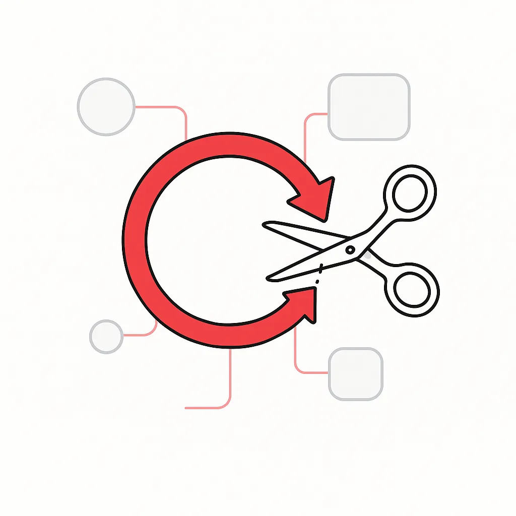 Illustration of scissors cutting a looped subscription arrow